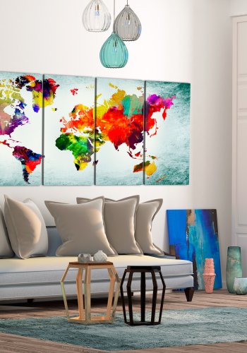 ARTGEIST verdenskort, 5-delt - World Map: Green Vignette - Flere strrelser