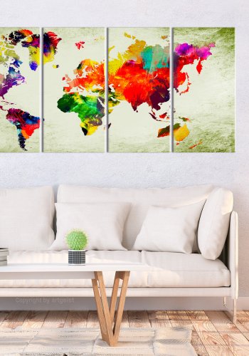 ARTGEIST verdenskort - Colourful Continents - Flere strrelser