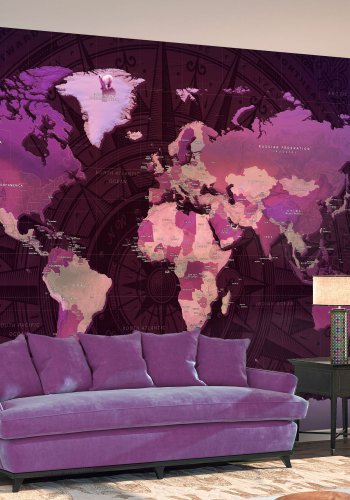 ARTGEIST Fototapet - Purple World Map, lilla verdenskort (flere strrelser)
