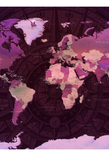 ARTGEIST Fototapet - Purple World Map, lilla verdenskort (flere strrelser)