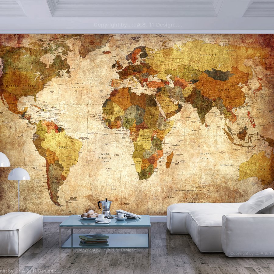 ARTGEIST Fototapet - Old World Map, gammelt vintage verdenskort (flere strrelser)