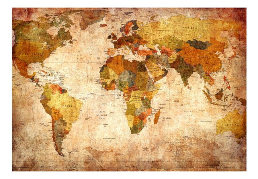 ARTGEIST Fototapet - Old World Map, gammelt vintage verdenskort (flere strrelser)