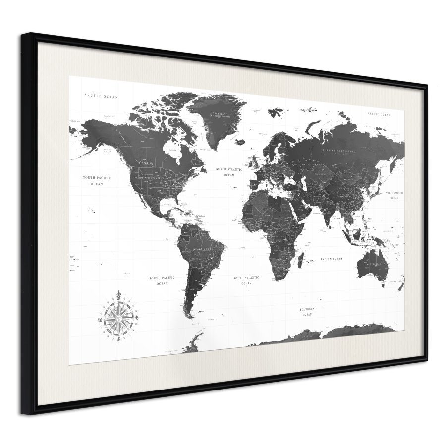 ARTGEIST Plakat med ramme - The World in Black and White