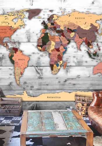 ARTGEIST Fototapet - Direction: World, brunt verdenskort (flere strrelser)