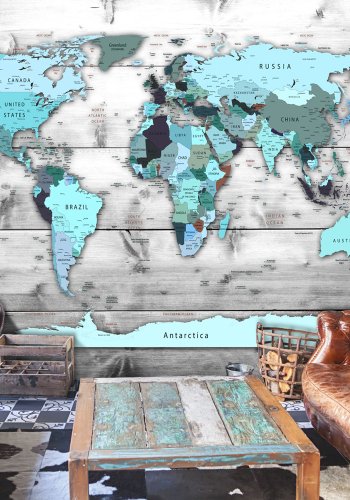ARTGEIST Fototapet - World Map: Blue Continents, blt verdenskort (flere strrelser)