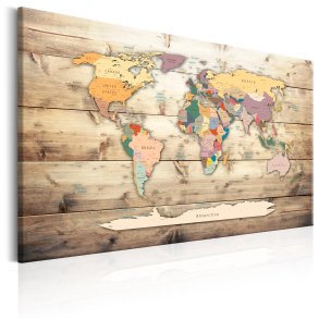 ARTGEIST World Map: Colourful Continents - Klassisk verdenskort trykt p lrred - Flere strrelser