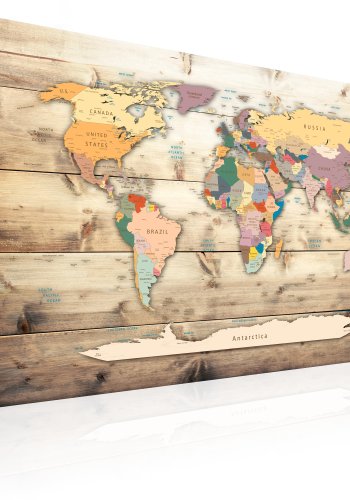 ARTGEIST World Map: Colourful Continents - Klassisk verdenskort trykt p lrred - Flere strrelser