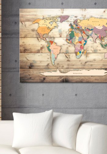 ARTGEIST World Map: Colourful Continents - Klassisk verdenskort trykt p lrred - Flere strrelser
