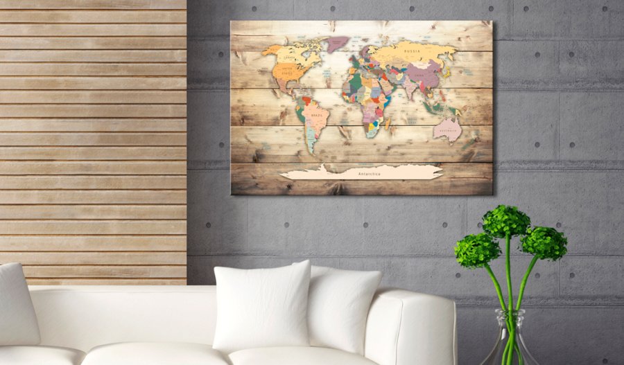 ARTGEIST World Map: Colourful Continents - Klassisk verdenskort trykt p lrred - Flere strrelser