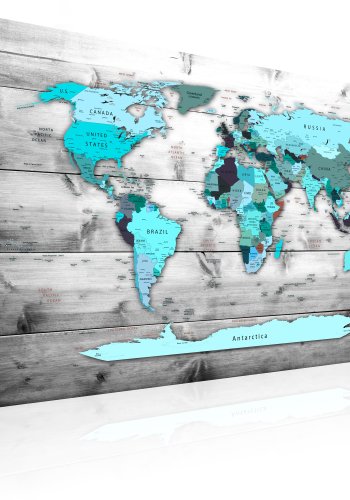 ARTGEIST World Map: Blue World - Klassisk verdenskort i bl trykt p lrred - Flere strrelser