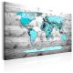ARTGEIST World Map: Blue World - Klassisk verdenskort i bl trykt p lrred - Flere strrelser