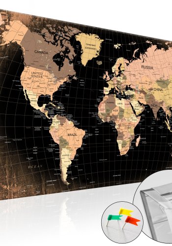 ARTGEIST Planet Earth - Klassisk verdenskort med linjer trykt p kork - Flere strrelser