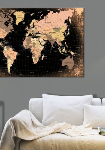 ARTGEIST Planet Earth - Klassisk verdenskort med linjer trykt p kork - Flere strrelser