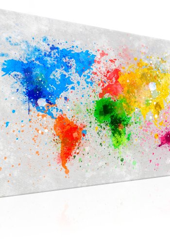 ARTGEIST Expressionism of the World - Farverigt verdenskort trykt p lrred - Flere strrelser