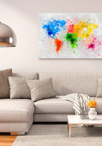 ARTGEIST Expressionism of the World - Farverigt verdenskort trykt p kork - Flere strrelser