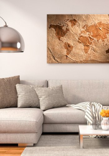 ARTGEIST Paper Map - Verdenskort med gammelt papir look trykt p lrred - Flere strrelser