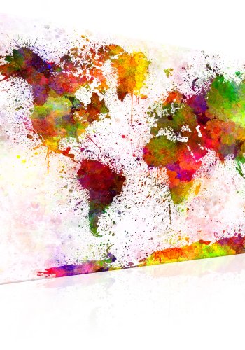 ARTGEIST Artistic World - Elegant verdenskort i farverigt design trykt p lrred - Flere strrelser