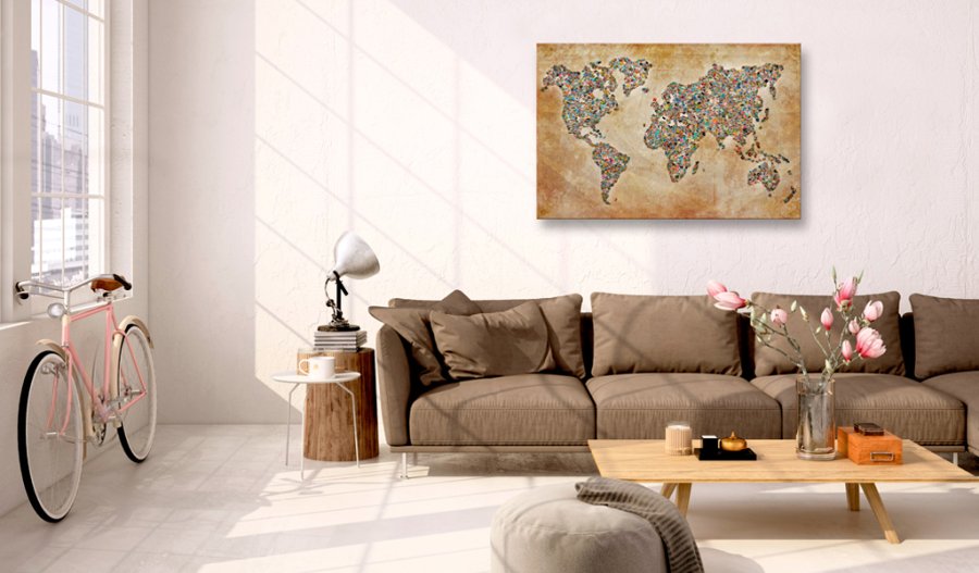 ARTGEIST Postcards from the World - Verdenskort lavet af postkort trykt p kork - Flere strrelser