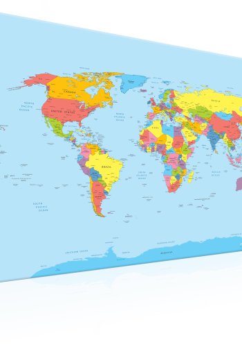 ARTGEIST Rainbow Geography - Traditionelt verdenskort trykt p lrred - Flere strrelser