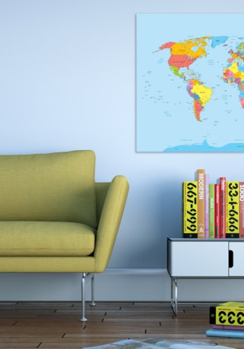 ARTGEIST Rainbow Geography - Traditionelt verdenskort trykt p lrred - Flere strrelser