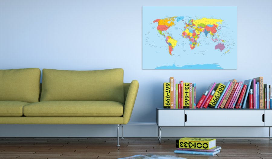 ARTGEIST Rainbow Geography - Traditionelt verdenskort trykt p lrred - Flere strrelser