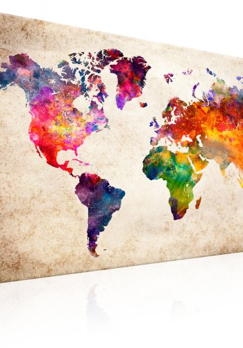 ARTGEIST Colourful Universe  - Farverigt verdenskort trykt p lrred - Flere strrelser