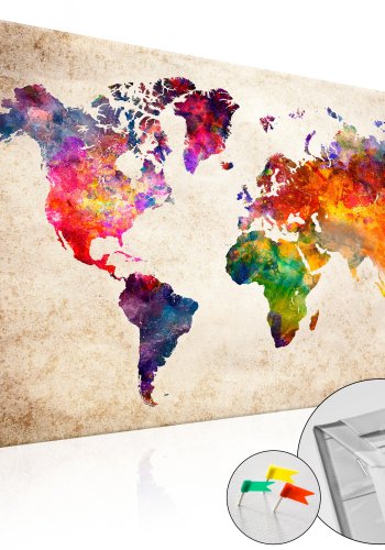 ARTGEIST Colourful Universe  - Farverigt verdenskort trykt p kork - Flere strrelser