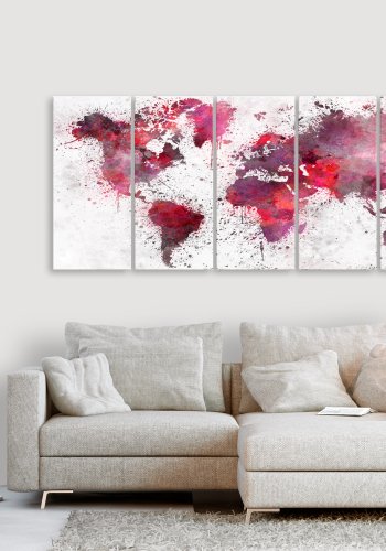 ARTGEIST verdenskort, 5-delt - Bloody Map Narrow - Flere strrelser