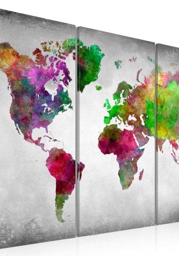 ARTGEIST Diversity of World - Verdenskort i mange nuancer trykt p lrred, 3-delt - Flere Strrelser