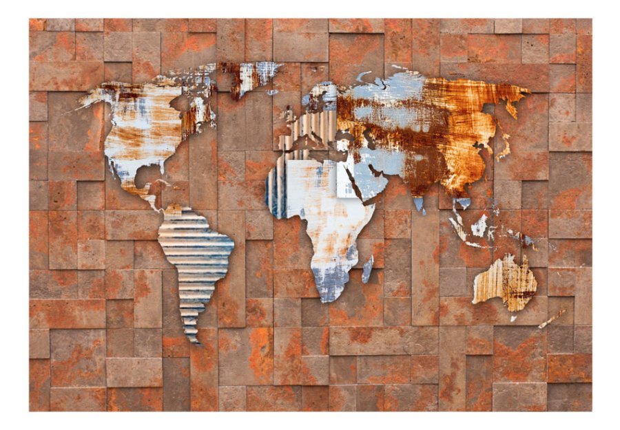 ARTGEIST Fototapet -  Arcana of Modernity, morderne og rt verdenskort (flere strrelser) 