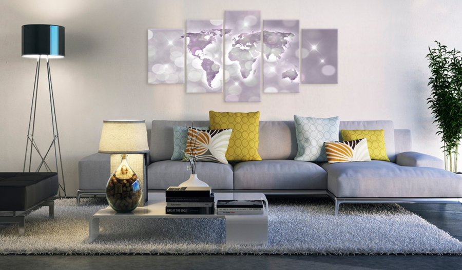 ARTGEIST verdenskort, 5-delt - Amethyst World - Flere strrelser