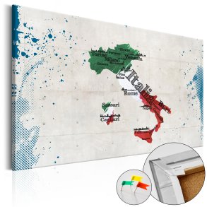 ARTGEIST Italy - Kort over Italien trykt p kork - Flere strrelser