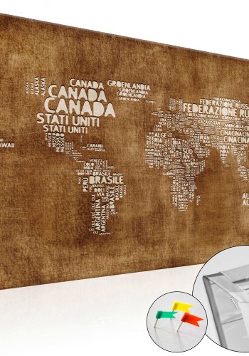 ARTGEIST The Lost Map - Verdenskort med italienske landenavne trykt p kork - Flere strrelser