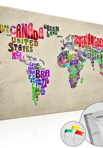 ARTGEIST Global Tourné - Verdenskort med engelske landenavne trykt p kork - Flere strrelser