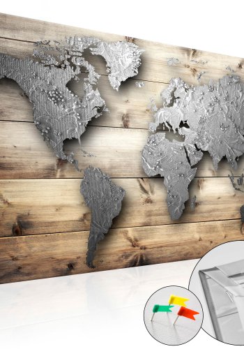 ARTGEIST Doors to the World - Verdenskort i metal look p brdder trykt p kork - Flere strrelser