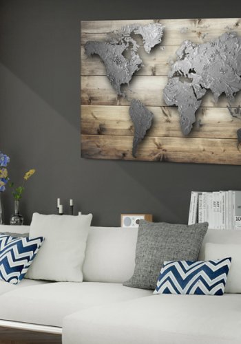 ARTGEIST Doors to the World - Verdenskort i metal look p brdder trykt p kork - Flere strrelser