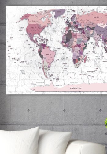 ARTGEIST Pink Frontiers - Klassisk verdenskort trykt p kork - Flere strrelser