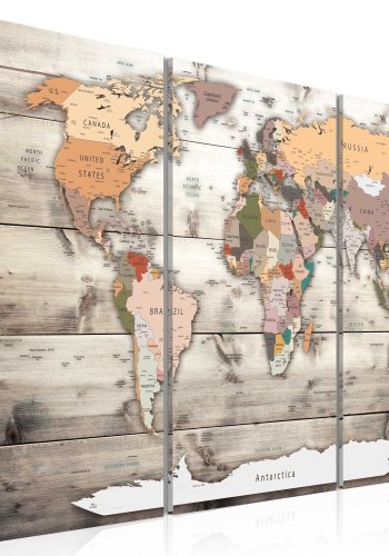 ARTGEIST History of Travel - Klassisk verdenskort trykt p lrred, 3-delt - Flere strrelser