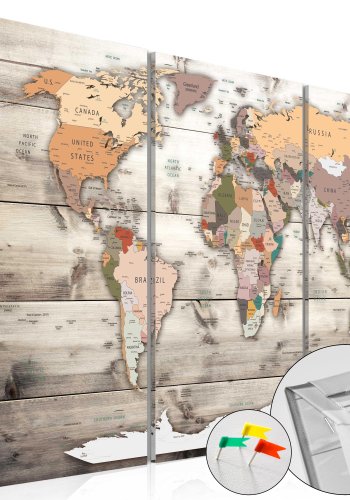 ARTGEIST History of Travel - Klassisk verdenskort trykt p kork, 3-delt - Flere strrelser