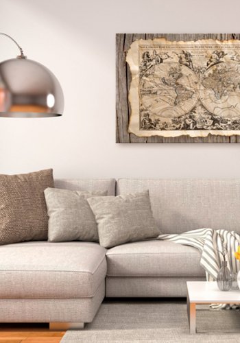 ARTGEIST Map of the Past - Historisk verdenskort med latinsk tekst trykt p kork - Flere strrelser