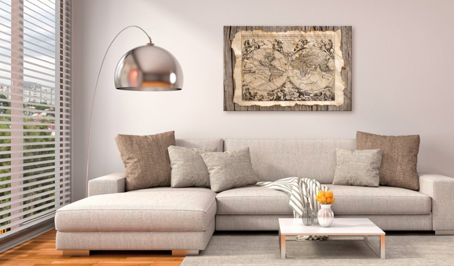 ARTGEIST Map of the Past - Historisk verdenskort med latinsk tekst trykt p kork - Flere strrelser