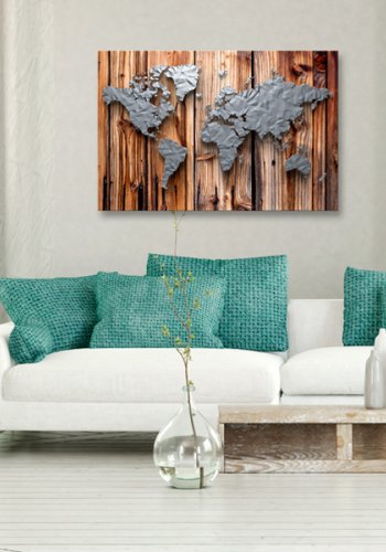 ARTGEIST Borders of Modernity - Verdenskort med moderne touch trykt p lrred - Flere strrelser