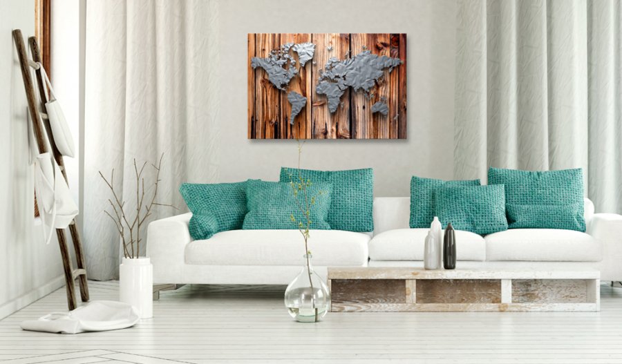 ARTGEIST Borders of Modernity - Verdenskort med moderne touch trykt p lrred - Flere strrelser