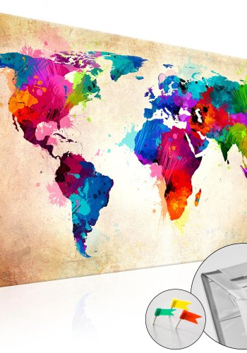 ARTGEIST Colourful Ranger - Farverigt verdenskort trykt p kork - Flere strrelser