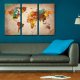ARTGEIST Painted World - Verdenskort i farverigt design trykt p kork, 3-delt - Flere strrelser