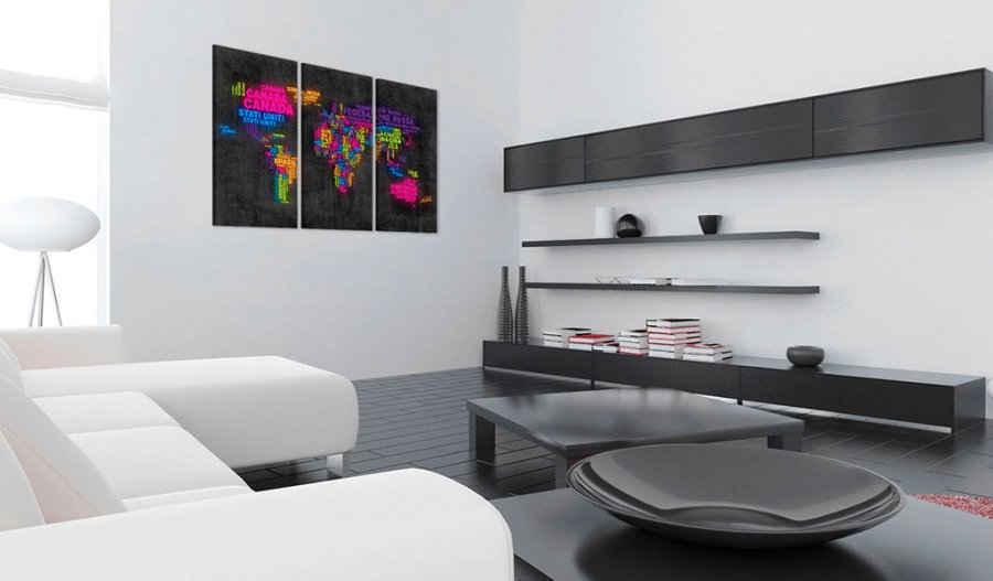 ARTGEIST Mappa del Mondo - Verdenskort med landenavne trykt p kork, 3-delt - Flere strrelser