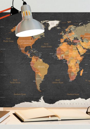 ARTGEIST World Map: Secrets of the Earth - Klassisk verdenskort trykt p lrred - Flere Strrelser