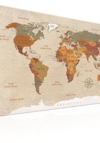 ARTGEIST World Map: Beige Chic - Klassisk verdenskort trykt p lrred - Flere strrelser
