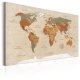 ARTGEIST World Map: Beige Chic - Klassisk verdenskort trykt p lrred - Flere strrelser