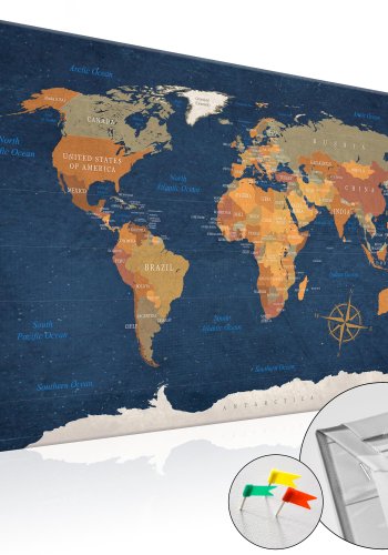 ARTGEIST Ink Oceans - Klassisk verdenskort trykt p kork - Flere strrelser